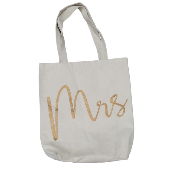 Mud Pie Canvas Tote With Gold Lettering - Picture 1 of 6
